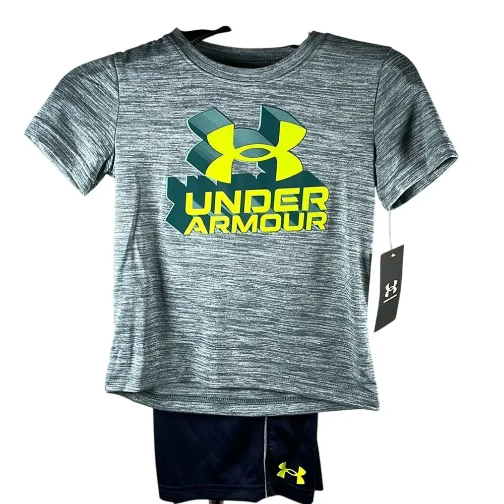 Under Armour Boys 4T Short Sleeve Block Logo Shorts Set